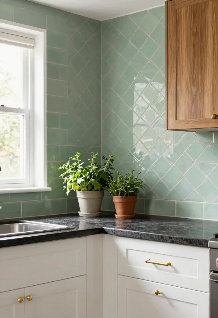 15 Green Kitchen Tiles Backsplash Ideas With Fresh Vibes - 1. Sage Green Subway Tiles 1