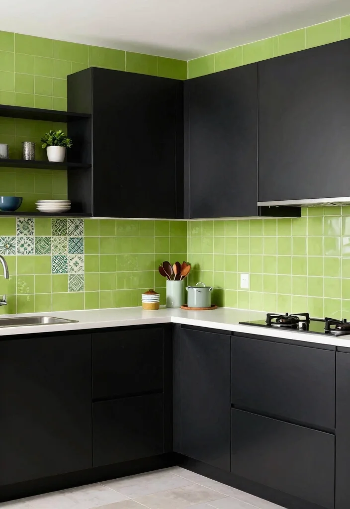 15 Green Kitchen Tiles Backsplash Ideas With Fresh Vibes - 10. Bright Lime Green Tiles 1