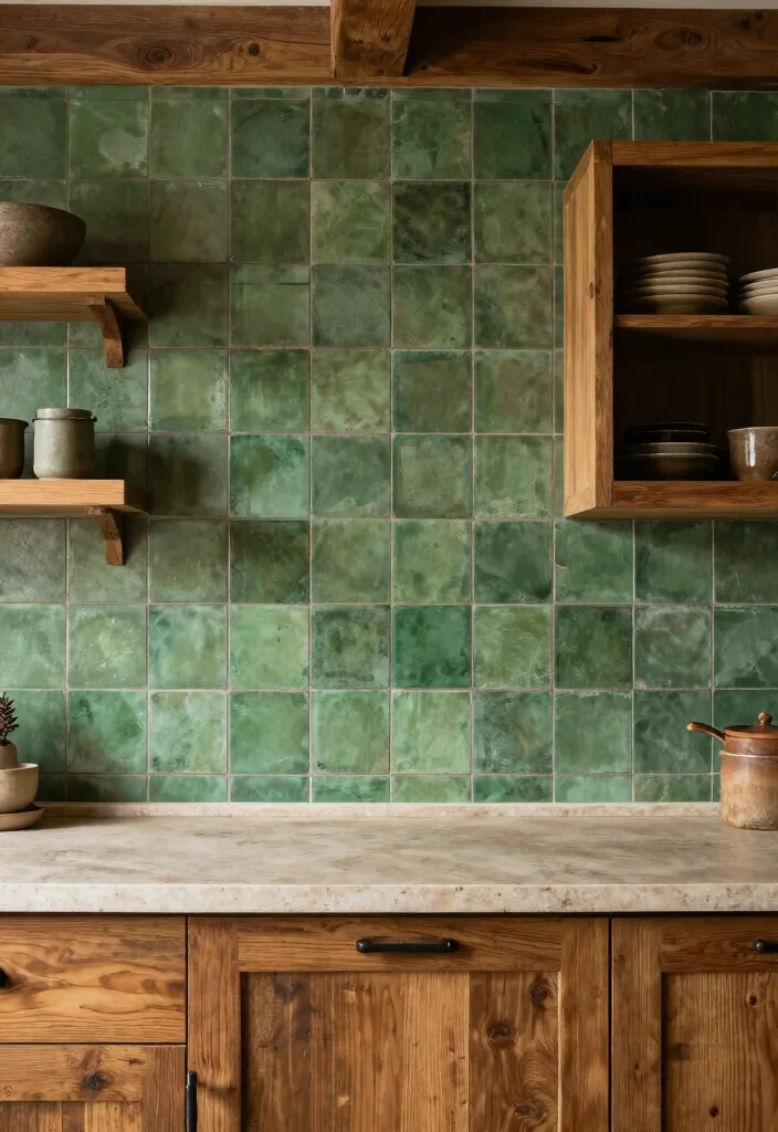 15 Green Kitchen Tiles Backsplash Ideas With Fresh Vibes - 8. Forest Green Terracotta Tiles 1
