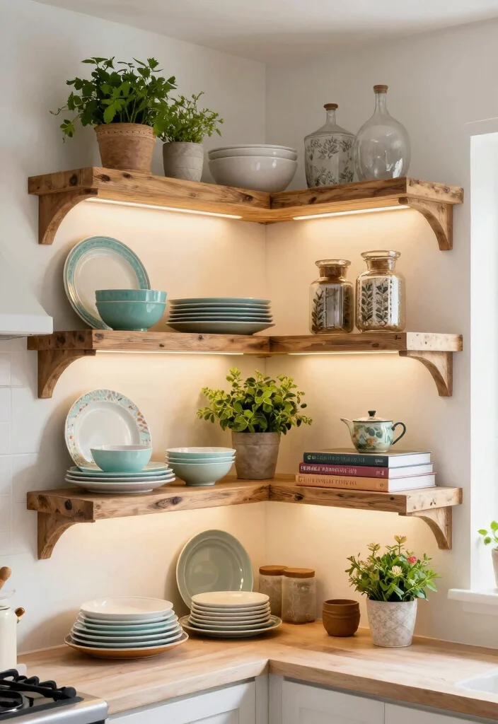 15 Kitchen Corner Cabinet 2026 Trending Ideas That Use Every Inch - 2. Open Shelving Corner Design 1