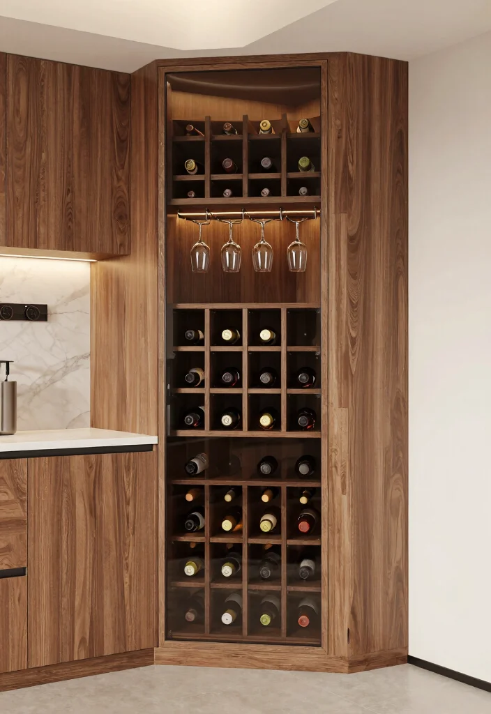 15 Kitchen Corner Cabinet 2026 Trending Ideas That Use Every Inch - 3. Corner Cabinet with Built-in Wine Rack 1