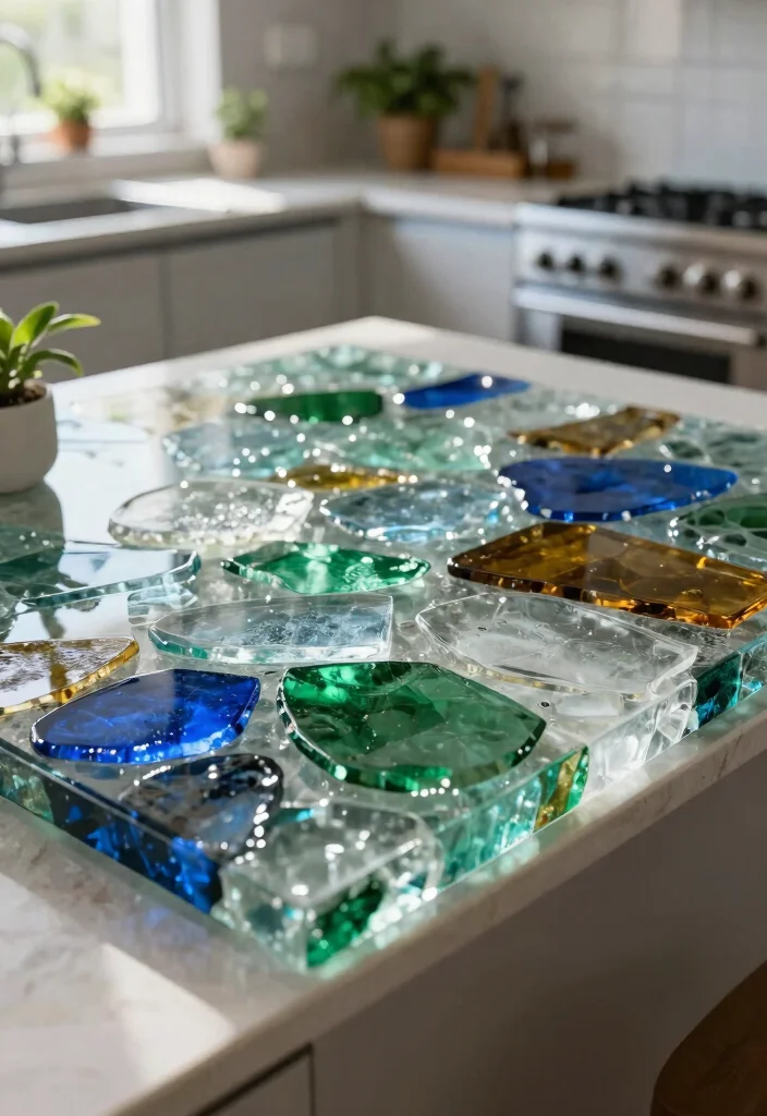 15 Kitchen Countertop Materials Ideas to Suit Every Style - 1. Recycled Glass 1