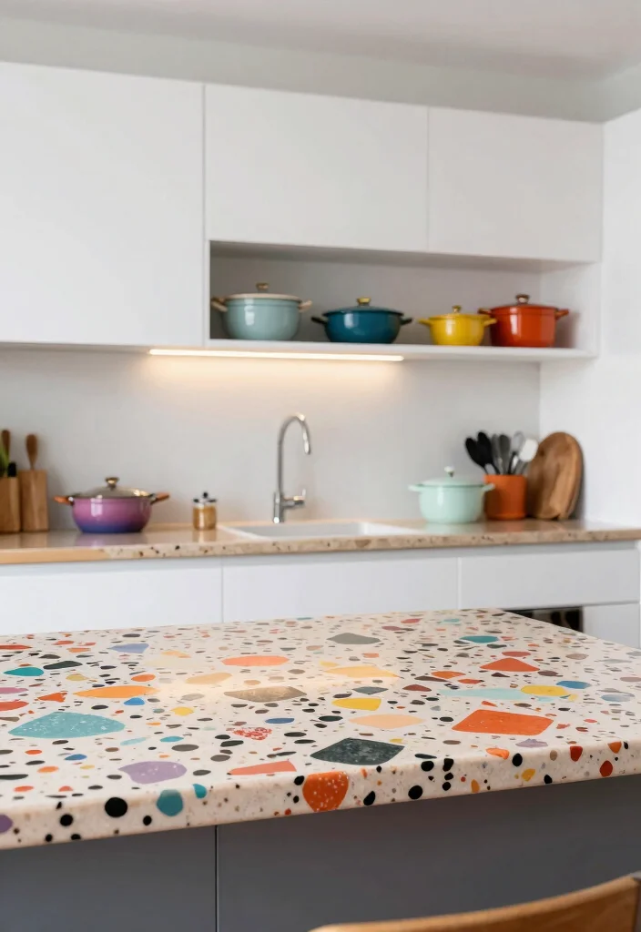 15 Kitchen Countertops on a Budget Ideas That Look Expensive - 11. Terrazzo: Vintage Vibes 1