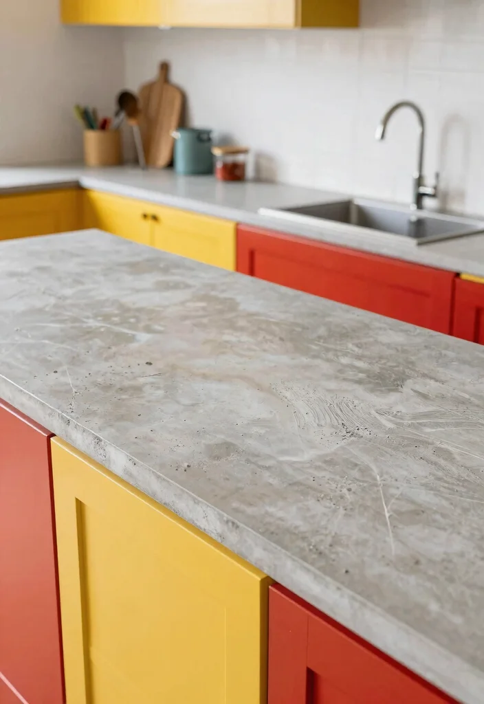 15 Kitchen Countertops on a Budget Ideas That Look Expensive - 14. DIY Concrete Overlay: A Creative Touch 1
