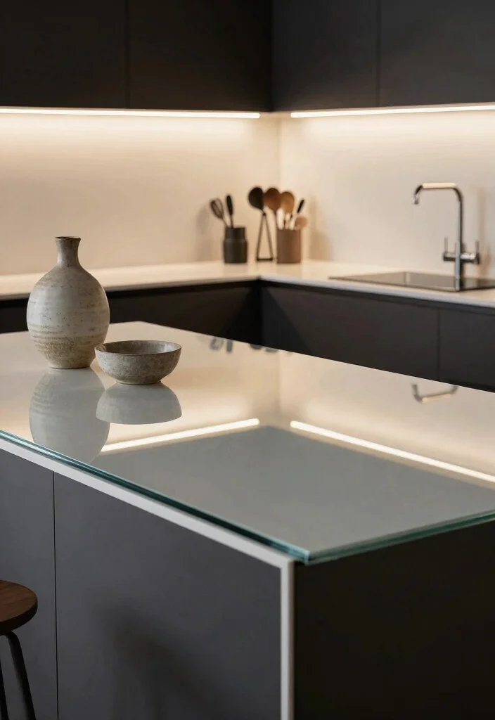 15 Kitchen Countertops on a Budget Ideas That Look Expensive - 15. Glass Countertops: Sleek and Modern 1