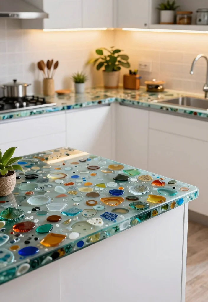 15 Kitchen Countertops on a Budget Ideas That Look Expensive - 5. Recycled Glass: Eco-Chic Option 1