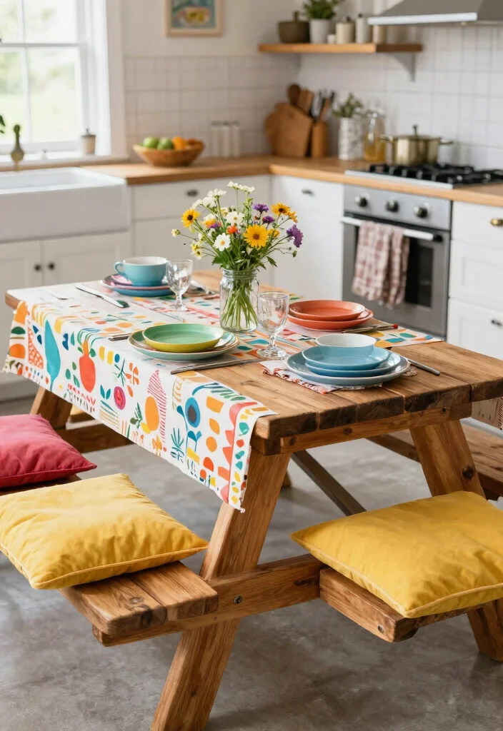 15 Kitchen Dining Table Ideas With Functional Style 9 15 Kitchen Dining Table Ideas With Functional Style - 9. Rustic Picnic Tables Inside 1