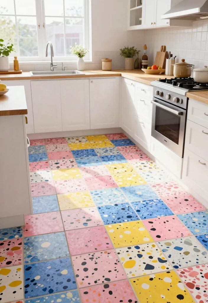 15 Latest Kitchen Tiles Design Ideas You'll See Everywhere - 12. Colorful Terrazo Tiles: Playful and Trendy 1