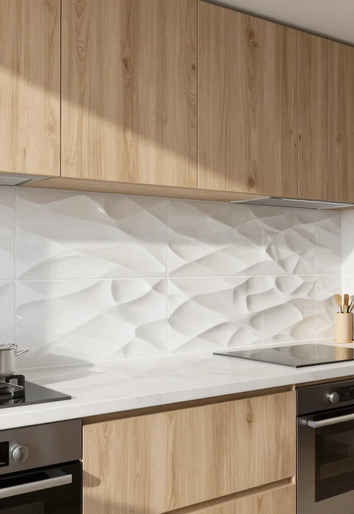 15 Latest Kitchen Tiles Design Ideas You'll See Everywhere - 13. 3D Textured Tiles: Adding Dimension 1