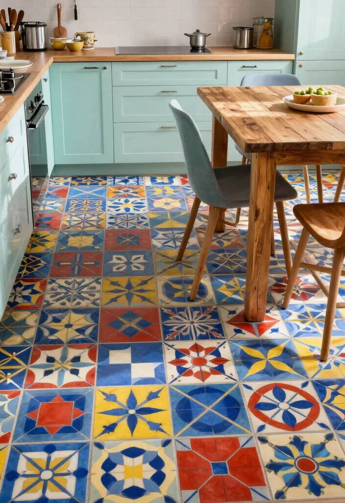 15 Latest Kitchen Tiles Design Ideas You'll See Everywhere - 4. Eco-Friendly Cement Tiles: Artistically Unique 1