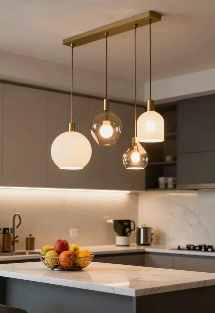 15 Lights Under Kitchen Cabinets Ideas That Glow Brightly - 14. Artistic Pendant Lights 1