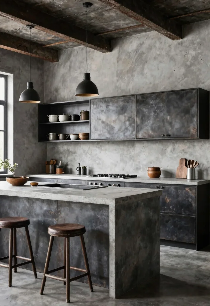 15 One Wall Kitchen With Island Ideas That Maximize Layout 7 15 One Wall Kitchen With Island Ideas That Maximize Layout - 7. Industrial Chic 1