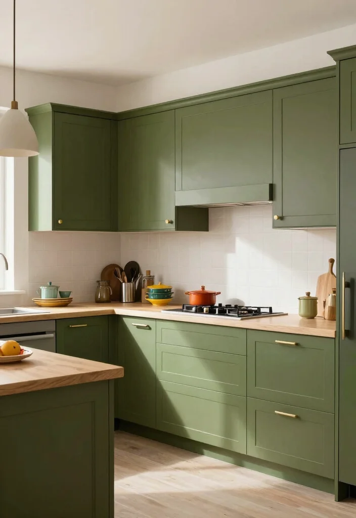 15 Paint Cabinets Kitchen Ideas With Budget Friendly Style - 12. Timeless Olive Green 1