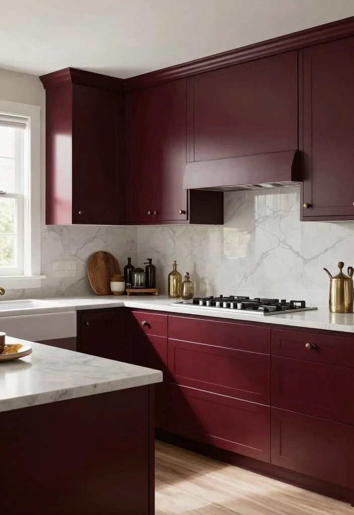 15 Paint Cabinets Kitchen Ideas With Budget Friendly Style - 15. Deep Burgundy 1