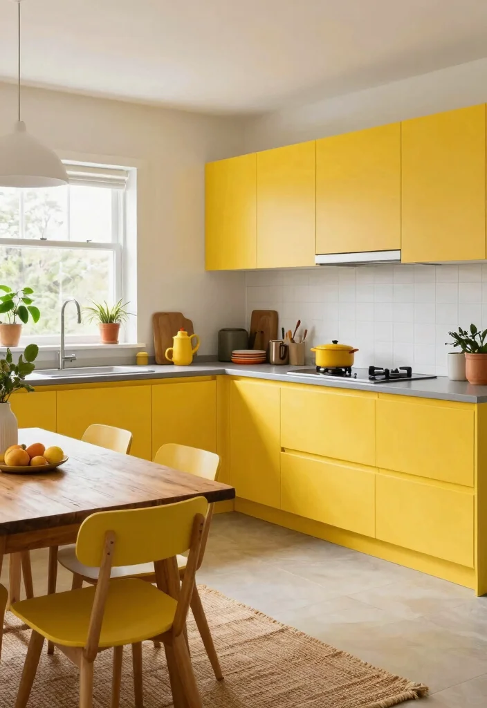 15 Paint Cabinets Kitchen Ideas With Budget Friendly Style - 3. Sunny Yellow Hues 1