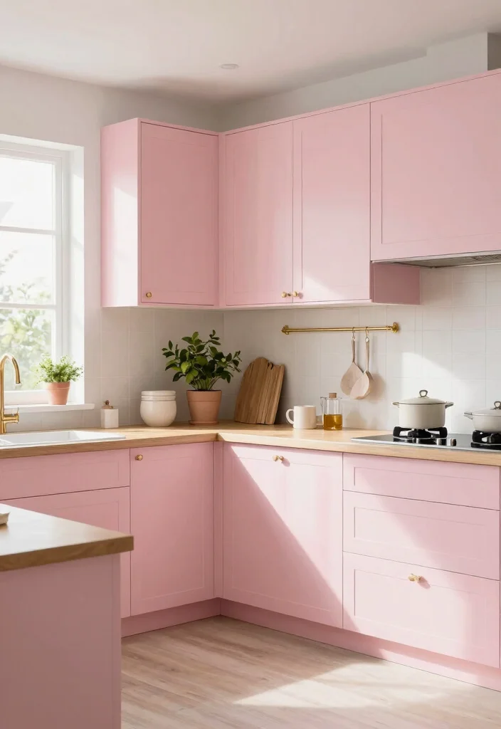 15 Paint Cabinets Kitchen Ideas With Budget Friendly Style - 8. Soft Blush Pink 1