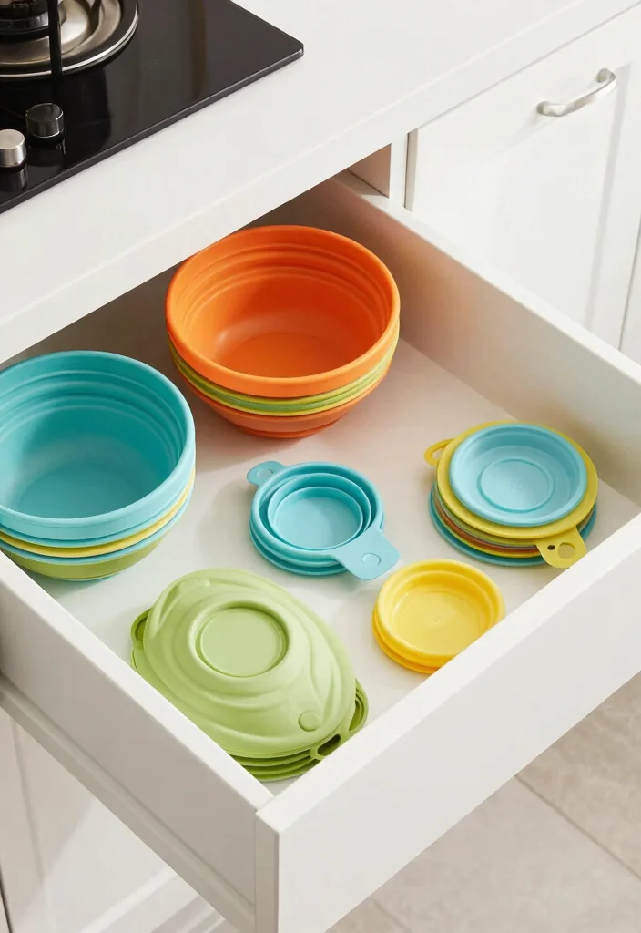 15 Small Kitchen Organization Storage Ideas That Work Wonders - 13. Collapsible Kitchenware 1