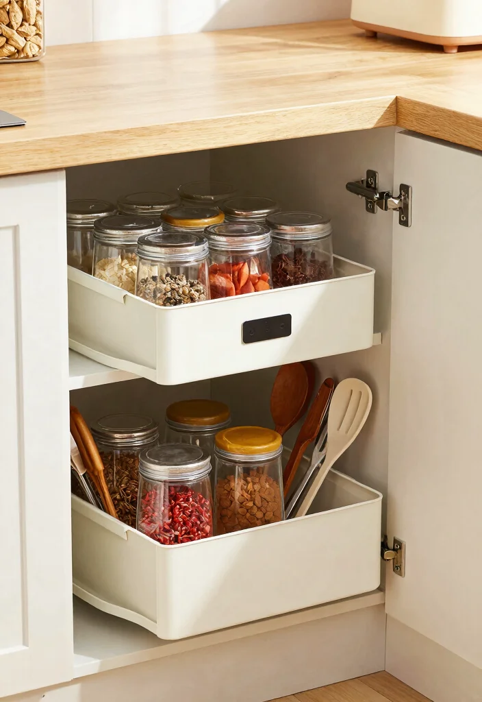 15 Storage Cabinet Kitchen Ideas With Smart Organization - 15. Smart Storage Accessories 1