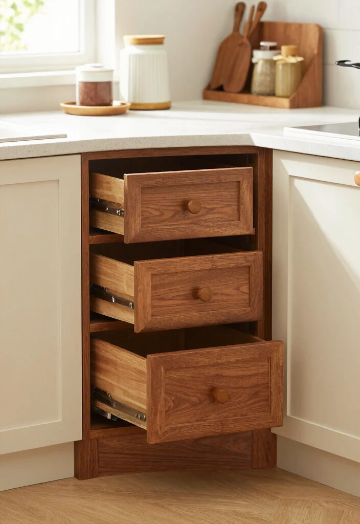15 Storage Cabinet Kitchen Ideas With Smart Organization - 3. Corner Cabinet Solutions 1