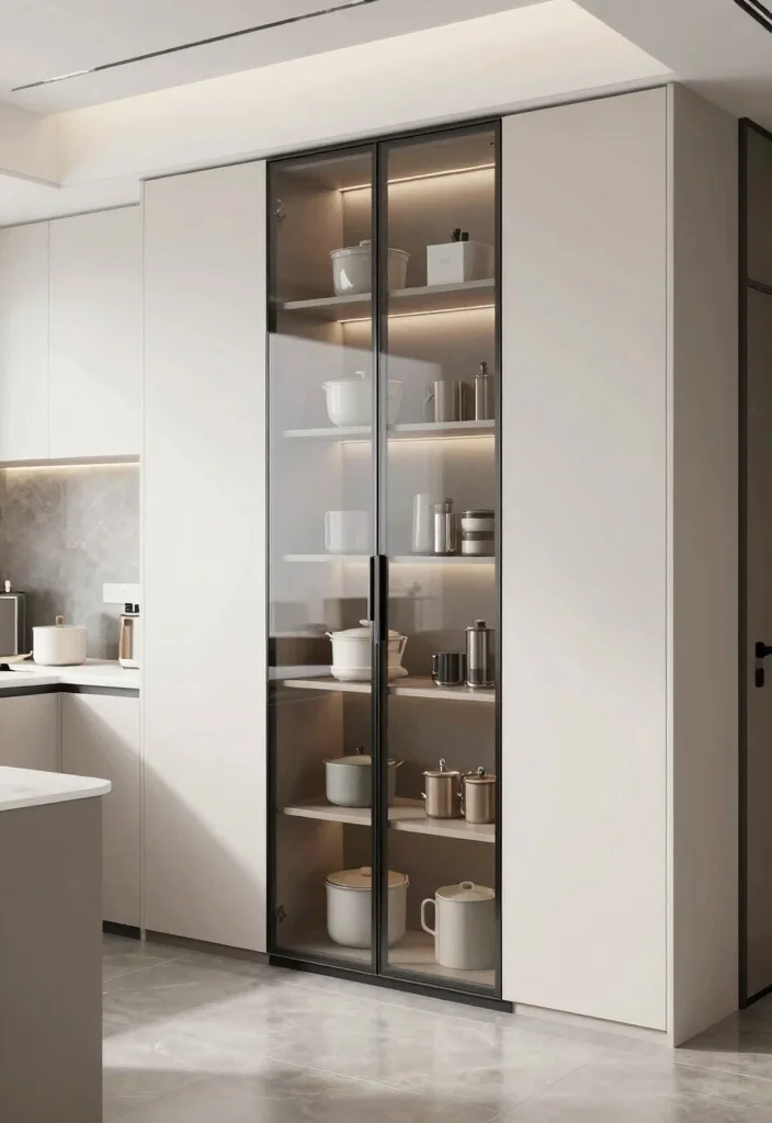 15 Storage Cabinet Kitchen Ideas With Smart Organization - 8. Stylish Sliding Doors 1
