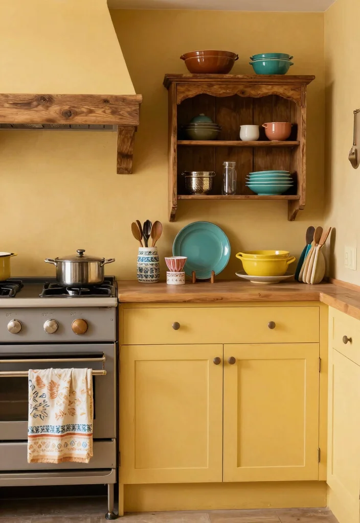 15 Yellow Wall Kitchen Ideas With Sunny Vibes 9 15 Yellow Wall Kitchen Ideas With Sunny Vibes - 9. Vintage Honeycomb Vibe 1