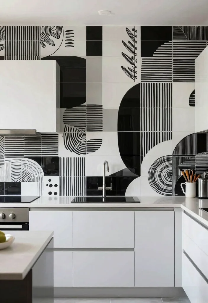16 Backsplash Tiles for Kitchen Ideas With Bold Patterns 10 16 Backsplash Tiles for Kitchen Ideas With Bold Patterns - 10. Graphic Prints 1