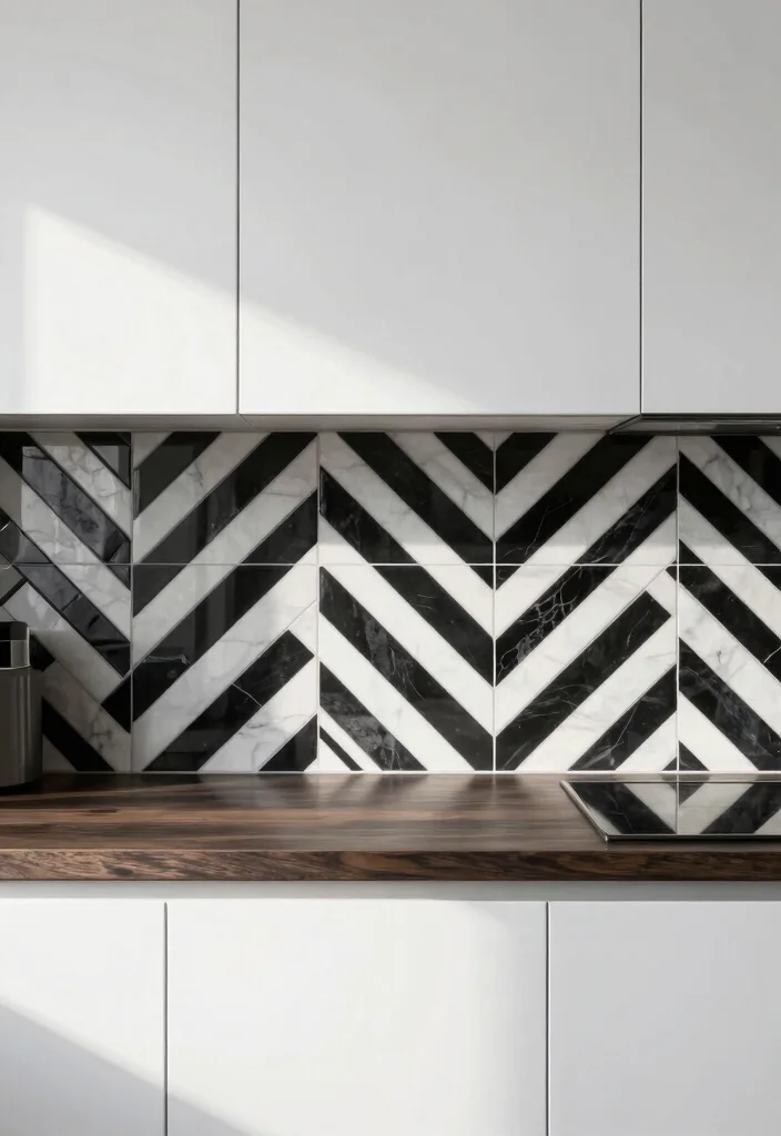 16 Backsplash Tiles for Kitchen Ideas With Bold Patterns 5 16 Backsplash Tiles for Kitchen Ideas With Bold Patterns - 5. Striking Black and White 1