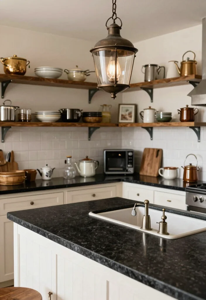 16 Black Granite Countertops Kitchen 2026 Trending Ideas With Luxe Contrast 13 16 Black Granite Countertops Kitchen 2026 Trending Ideas With Luxe Contrast - 13. Vintage Charm: Antique Fixtures 1