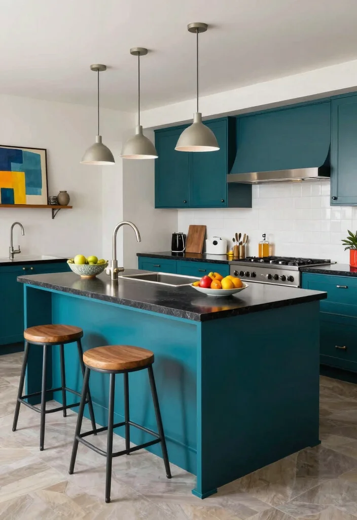 16 Black Granite Countertops Kitchen 2026 Trending Ideas With Luxe Contrast 14 16 Black Granite Countertops Kitchen 2026 Trending Ideas With Luxe Contrast - 14. Bold Color Island: Centerpiece Elegance 1