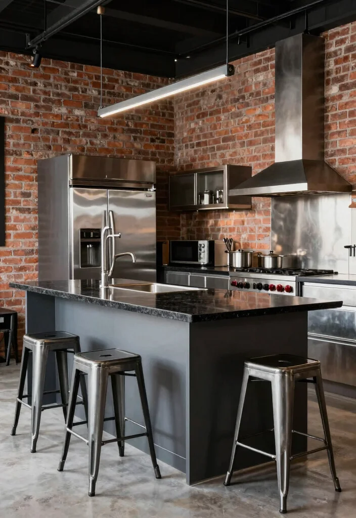 16 Black Granite Countertops Kitchen 2026 Trending Ideas With Luxe Contrast 6 16 Black Granite Countertops Kitchen 2026 Trending Ideas With Luxe Contrast - 6. Industrial Chic: Metal Accents 1