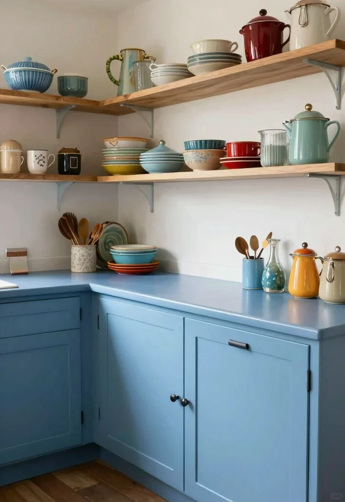 16 Blue Kitchen Countertops Ideas With Cool Sophistication - 13. Vintage Blue Enamel 1