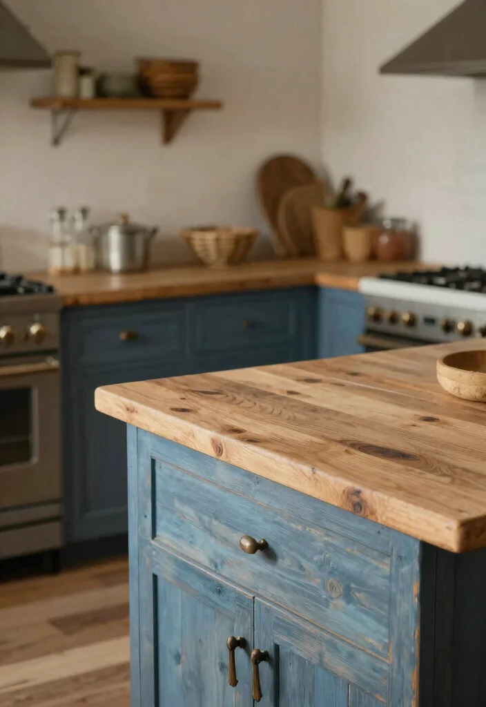 16 Blue Kitchen Countertops Ideas With Cool Sophistication - 15. Rustic Blue Reclaimed Wood 1