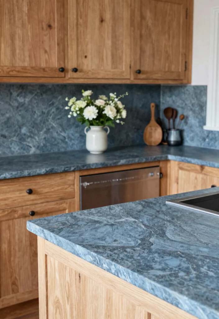 16 Blue Kitchen Countertops Ideas With Cool Sophistication - 8. Muted Blue Slate 1