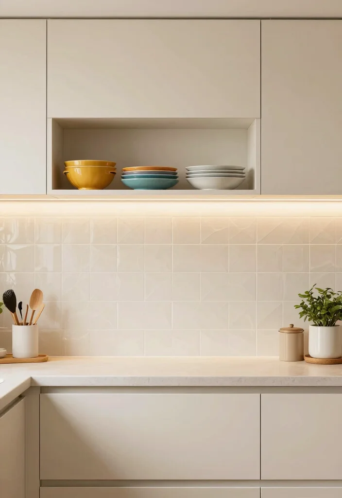 16 Cream Tiles Kitchen Ideas With Soft Neutral Tone - 1. Subtle Elegance with Cream Tile Backsplash 1