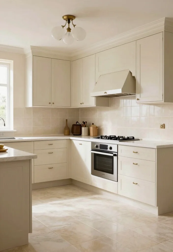 16 Cream Tiles Kitchen Ideas With Soft Neutral Tone - 16. Cream Tiles with Transitional Designs 1