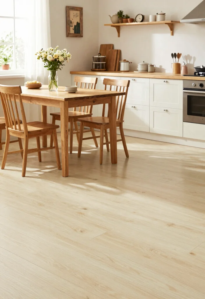 16 Cream Tiles Kitchen Ideas With Soft Neutral Tone - 2. Cream Vinyl Tiles for a Budget-Friendly Upgrade 1