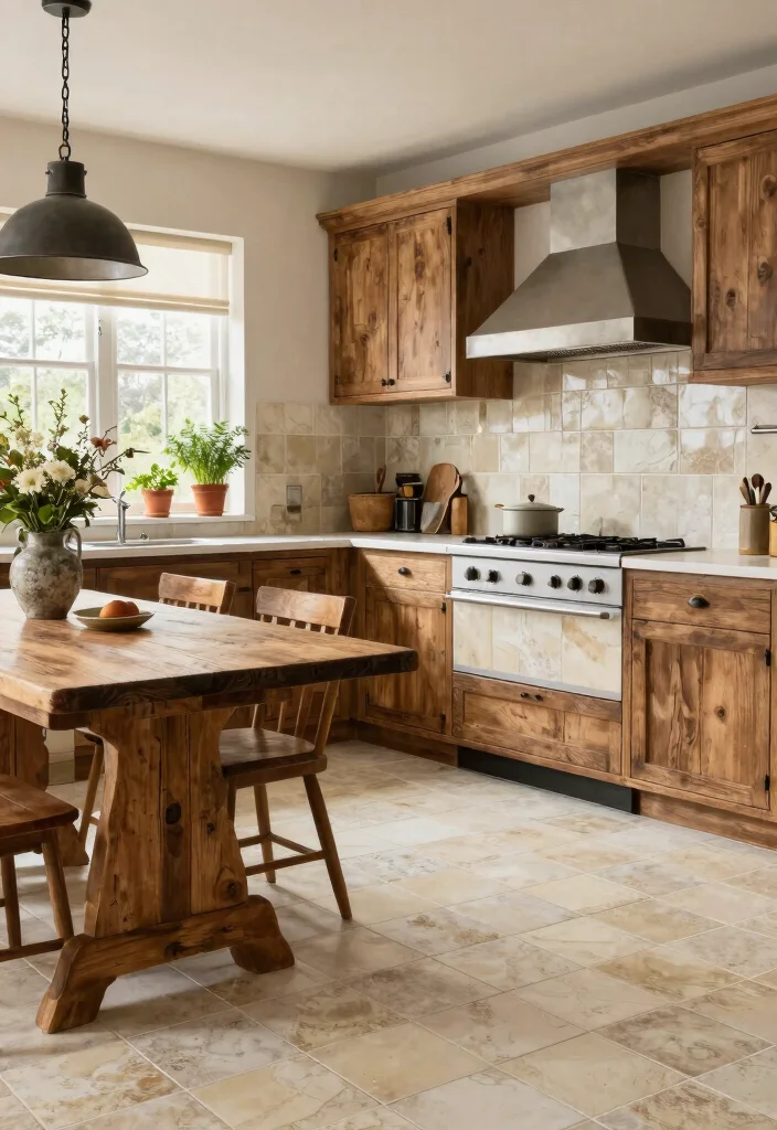 16 Cream Tiles Kitchen Ideas With Soft Neutral Tone - 3. Rustic Charm with Handmade Cream Tiles 1