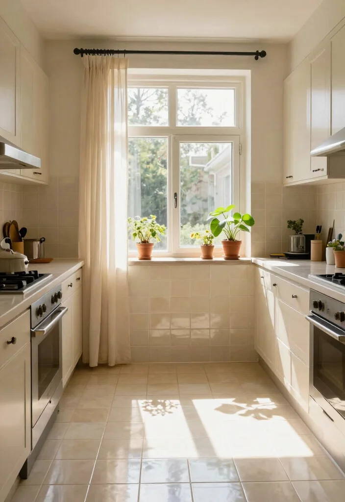 16 Cream Tiles Kitchen Ideas With Soft Neutral Tone - 7. Incorporating Cream Tiles with Natural Light 1