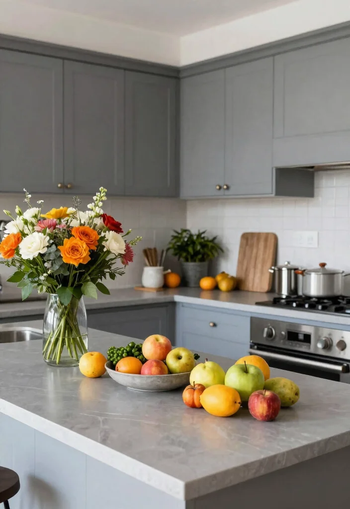 16 Grey Countertops Kitchen Ideas With Modern Appeal 16 16 Grey Countertops Kitchen Ideas With Modern Appeal - 16. Seasonal Decor with Grey Countertops 1