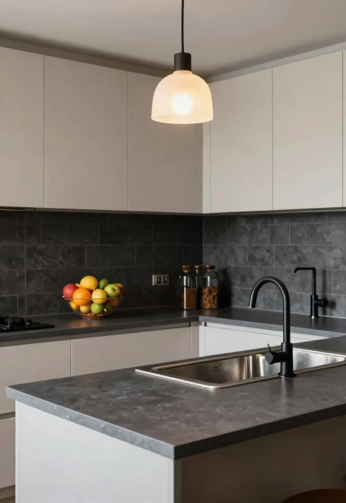 16 Grey Countertops Kitchen Ideas With Modern Appeal 2 16 Grey Countertops Kitchen Ideas With Modern Appeal - 2. Bold Contrast with Dark Grey Countertops 1