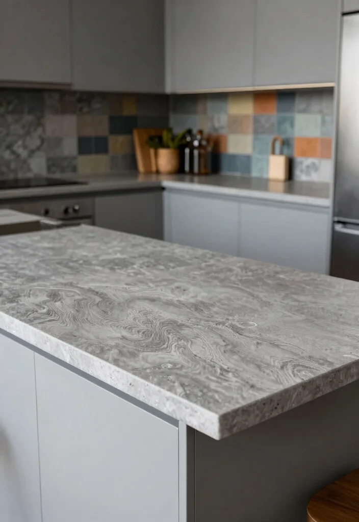 16 Grey Countertops Kitchen Ideas With Modern Appeal 4 16 Grey Countertops Kitchen Ideas With Modern Appeal - 4. Textured Grey Countertops for Depth 1