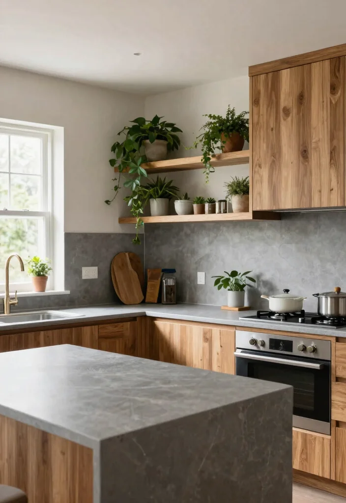 16 Grey Countertops Kitchen Ideas With Modern Appeal 8 16 Grey Countertops Kitchen Ideas With Modern Appeal - 8. Grey with Natural Elements 1