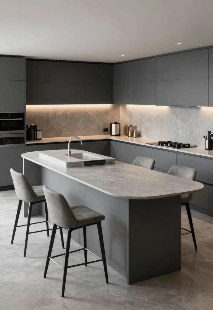 16 Grey Countertops Kitchen Ideas With Modern Appeal 9 16 Grey Countertops Kitchen Ideas With Modern Appeal - 9. Grey Countertops with Unique Shapes 1