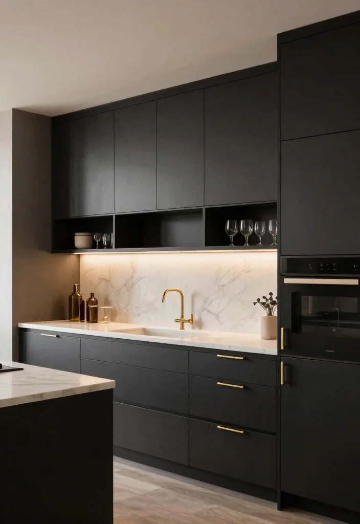 16 Kitchen Cabinets to the Ceiling Ideas With Seamless Finish - 2. Dark Matte Finish Cabinets 1