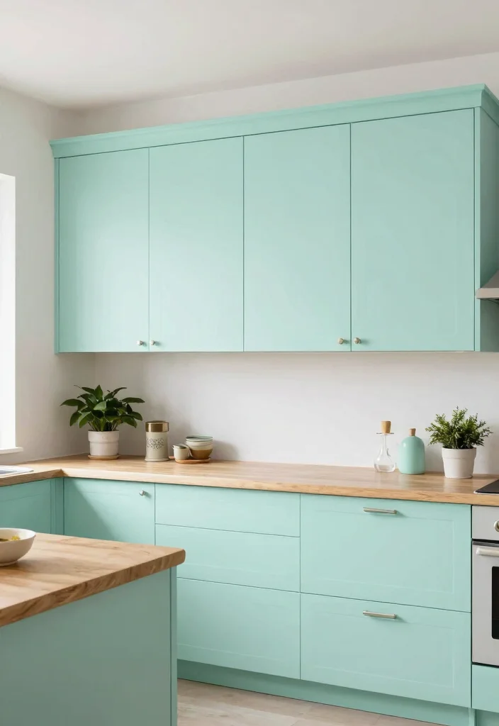 16 Kitchen Cabinets to the Ceiling Ideas With Seamless Finish - 3. Soft Pastel Shades 1