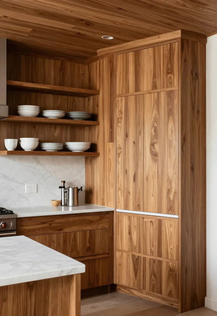 16 Kitchen Cabinets to the Ceiling Ideas With Seamless Finish - 4. Textured Wood Grain Finish 1