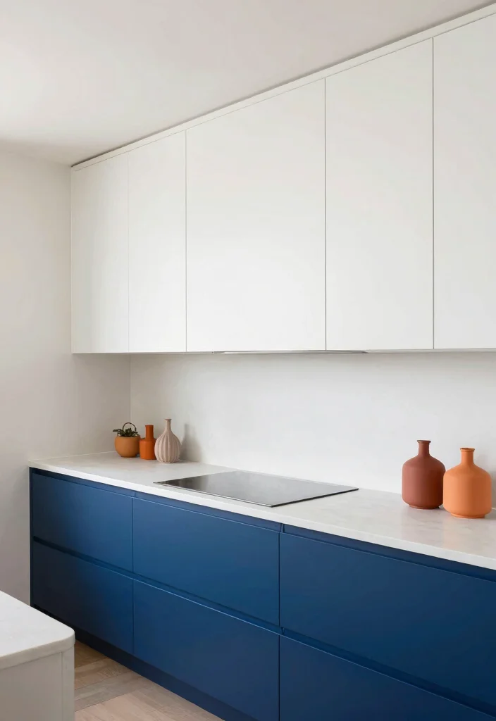 16 Kitchen Cabinets to the Ceiling Ideas With Seamless Finish - 5. Color-Blocking Cabinets 1