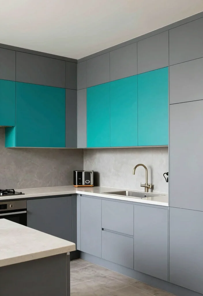 16 Kitchen Cabinets to the Ceiling Ideas With Seamless Finish - 8. Bold Color Accents 1