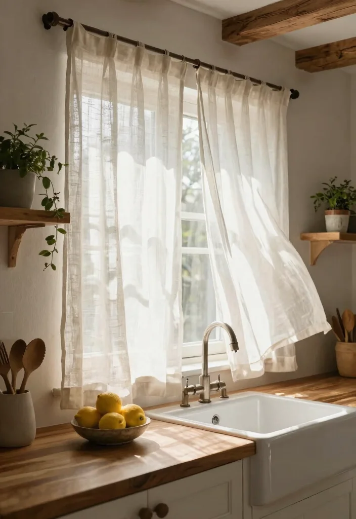 16 Kitchen Curtain Ideas Above Sink 2026 Trending That Add Charm 1 16 Kitchen Curtain Ideas Above Sink 2026 Trending That Add Charm - 1. Sheer Linen Curtains for a Soft Touch 1