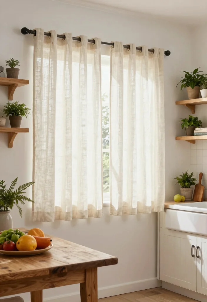 16 Kitchen Curtain Ideas Above Sink 2026 Trending That Add Charm 7 16 Kitchen Curtain Ideas Above Sink 2026 Trending That Add Charm - 7. Natural Cotton Curtains for a Fresh Look 1